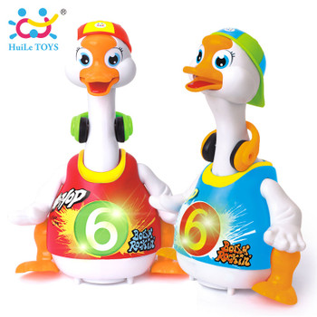 HUILE TOYS 828 Baby Toys Electric Hip Pop Dance Read &amp; Tell Story &amp; Interactive Swing Goose Kids Learning Educational Toys Gifts