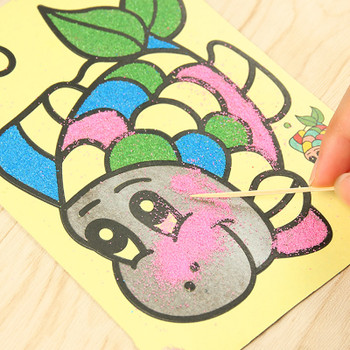 10pcs/lot Colored Sand Painting Drawing Toys Sand Art Kids Coloring DIY Crafts Learning Education Color Sand Art Painting Cards