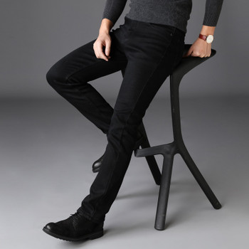 Black Jeans Men Winter Autumn Stretch Denim Jeans Man Elastic Casual Slim Jean Pants Male Quality Jeans Homme