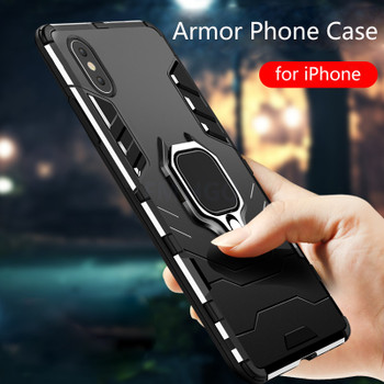 Magnetic Case for iPhone X XR Luxury Metal Magnet Ring Holder Phone Shockproof Back Cover For iphone XS MAX 2 in 1 Phone Shell