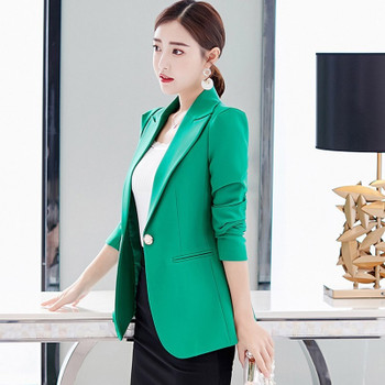 PEONFLY New Solid Color Black Simple Women Blazers Suit Slim Jacket Work Wear Office Female Elegant Business Coats Autumn Winter