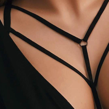  Feitong Fashion Gothic Women Sexy Cage Bra Ladies Halter Elastic Cage Sexy Strappy Bra Bustier Cropped Body Belt Black