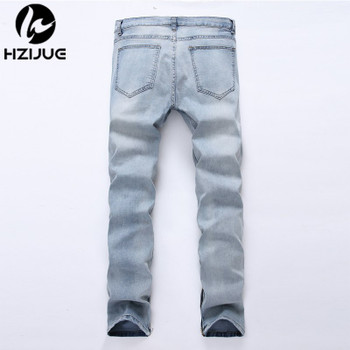 2018 Plus Size Ripped jeans Men Jeans Hole Designer Summer Mens side zipper Jeans Slim Cotton European Style Denim Trousers