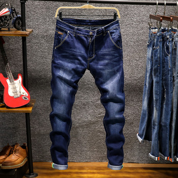 New Fashion Denim Pants Solid Slim Fit Jeans Men Design Washed Retro Long stretch skinny Jeans 6 color khaki black dark blue