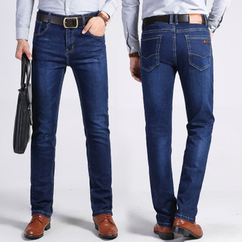 jantour Autumn winter Thick Men's Elastic Jeans casual Business Classic Style Jean Denim Pants 73%cotton Trousers Male 35 40size