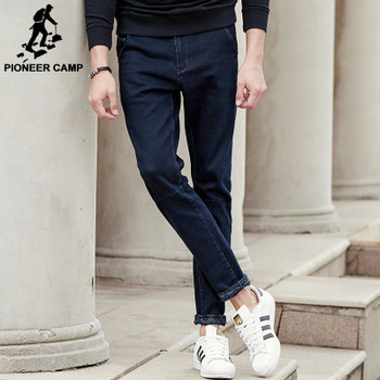 Pioneer Camp New black thick jeans men brand clothing solid fashion male denim pants quality autumn winter denim trousers 611045