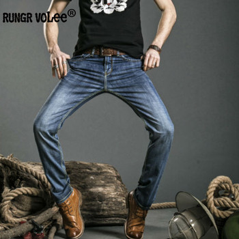  Mens Jeans Blue Color Printed Jeans For Men Ripped Button Jeans Casual Pants High Quality Cotton Denim Jeans P516