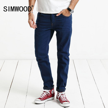 SIMWOOD 2018  New Autumn Jeans Men 100% Pure Cotton White Dot Crafts  Denim Pants Fashion Brand Clothing Plus Size SJ6077