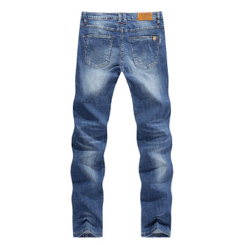 KSTUN 2018 Men Jeans Business Casual Thin Summer Straight Slim Fit Light Blue Jeans Stretch Denim Pants Cowboys Young Man Homme