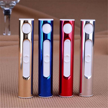 Cigarette Lighter USB Lighter Flameless Cigar windproof gold metal pipe torch lighterPortable Electronic Rechargeable Tobacco