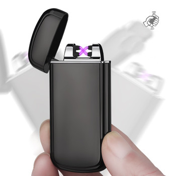 Metal Relief Design Shake Induction Electric Double Arc Lighters Environmental Protection USB Charging Windproof Lighter