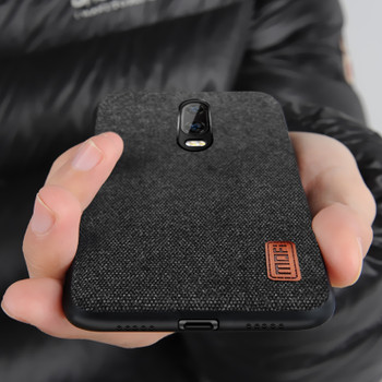 oneplus 6t Case Cover MOFI One Plus 6T Back Fabric Case for 1+6T Full Cover Soft silicone edge Case OP6T Hard Frosted Case