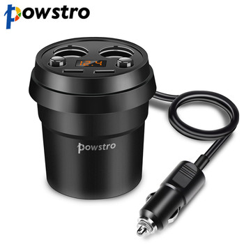 Powstro 3.1A Dual USB Cup Car Charger Multi-function Display Voltage Car-charger DC12-24V Cigarette Lighter Splitter For GPS DVR
