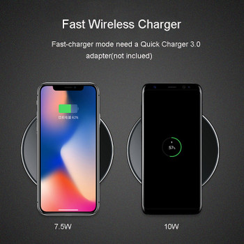 Aoshitai Original Wireless Charger For iPhone X XS Max 8 Plus 10W Fast USB Wireless Charging Pad For Samsung S8 S7 Edge Charger 