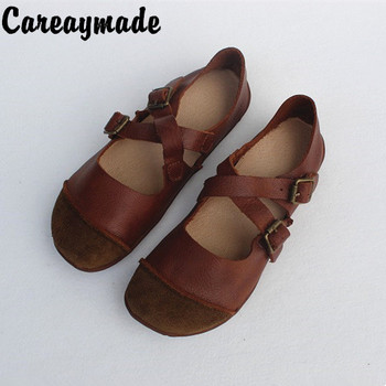 Careaymade-Spring real leather, pure handmade antique belt buckle, literature mori girl  single shoes,can two wear style shoes