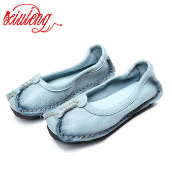 Xiuteng 2018 Women Shoes Genuine Leather Loafers Women Mixed Colors Casual shoes Handmade Soft Comfortable Shoes Women Flats