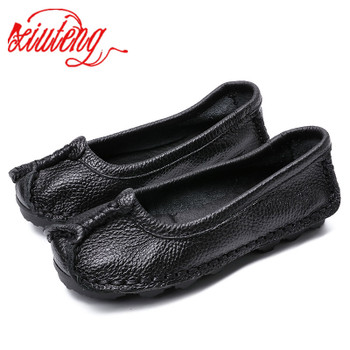 Xiuteng 2018 Women Shoes Genuine Leather Loafers Women Mixed Colors Casual shoes Handmade Soft Comfortable Shoes Women Flats