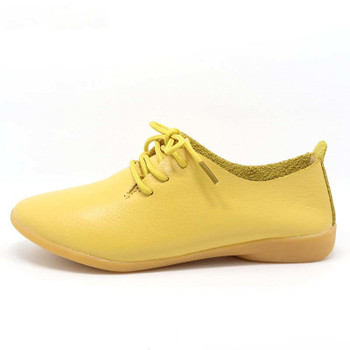 MVVJKE  Genuine Leather Oxford Shoes For Women Round Toe Lace-Up Casual Shoes Spring And Autumn Flat Loafers Shoes