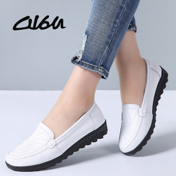 O16U 2018 Women Ballet Flats Shoes Genuine Leather Slip on Loafers Women Moccains Summer Shoes Black Casual Shoes Flat Ladies