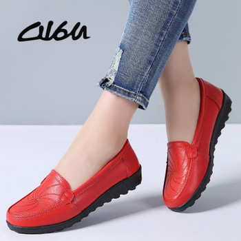 O16U 2018 Women Ballet Flats Shoes Genuine Leather Slip on Loafers Women Moccains Summer Shoes Black Casual Shoes Flat Ladies