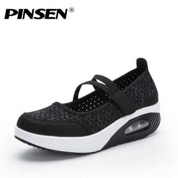 PINSEN 2019 Summer Women Flat Platform Shoes Woman Breathable Mesh Casual Shoes Moccasin Zapatos Mujer Ladies Boat Shoes