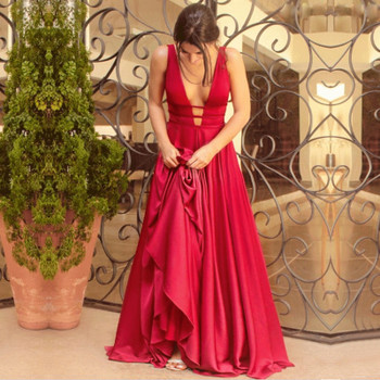 Sexy Red Evening Dresses 2018 Elegant Satin Evening Gowns Long Formal Evening Dress Abiye Prom Party Dresses vestido longo festa