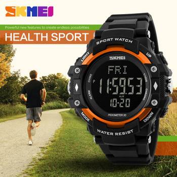 Men Sports Watches 3D Pedometer Heart Rate Monitor Calories Counter 50M Waterproof Digital LED Men's Wristwatches