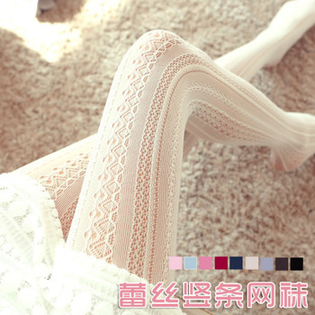 Spring Summer Girls Tights Hollow Striped Sexy Stockings Women Female Lolita Nylon Tights Japanese Pantyhose With Foot