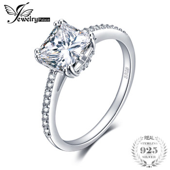 JewelryPalace 1.5ct Princess Cut Cubic Zirconia Anniversary Wedding 925 Sterling Silver Finger Ring For Women Fashion Jewelry