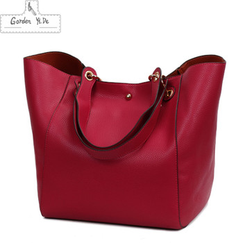 Genuine leather Women handbags 2019 New Design Women Bucket Bags Vintage Large Female Shoulder Bags bolsa feminina Tote 12 Color