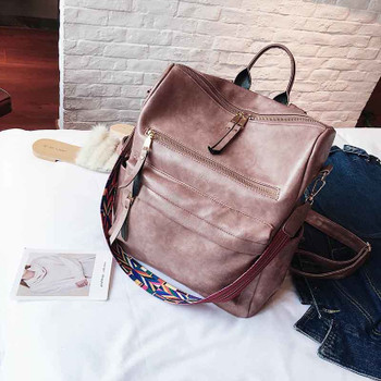 Leather Backpack Women 2018 Students School Bag Large Backpacks Multifunction Travel Bags Mochila Pink Vintage Back Pack XA529H