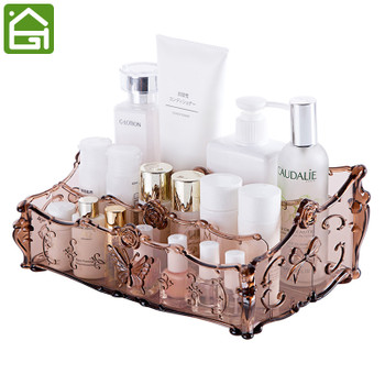 Large Capacity Clear Acrylic Makeup Organizer Vintage Bathroom Cosmetic Storage Box Makeup Display Case