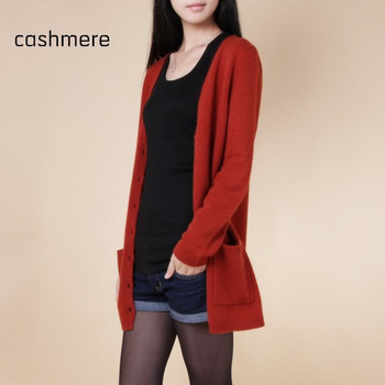 Addonee Spring Autumn Winter Cashmere Cardigan Female Medium-Long Wool Sweater Loose Long-sleeve Plus Size Wild Solid Warm Slim 