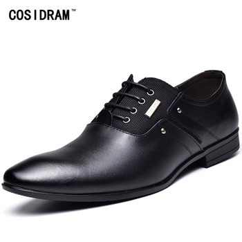 COSIDRAM Split Leather Pointed Toe Men Dress Shoes Business Wedding Shoes Oxfords Formal Shoes For Male 2018 Spring 47 BRM-020