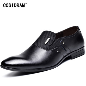COSIDRAM Slip On Split Leather Pointed Toe Men Dress Shoes Business Wedding Oxfords Formal Shoes For Male 2018 Spring 47 BRM-021