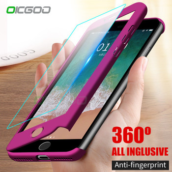 OICGOO Luxury 360 Full Protection Phone Case For iPhone XS MAX XR X Coque Case For iPhone 6 6s 7 8 Plus Case 5 5S SE Cover Glass