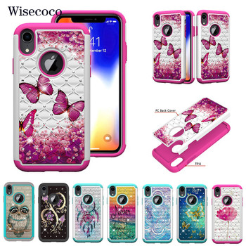 Ultra Hybrid Case for Iphone X Xs Xr Max 8 7 6 6s Plus Soft Silicon Tpu + Glitter Rhinestone Hard PC Back Cover for Apple X R S