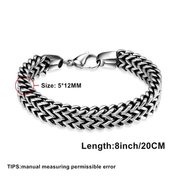Tuswans Quality 316L Stainless Steel 5*12mm Extra Thick Link Chain Bracelets For Men Punk Rock Figaro Chain Wrist Band Wholesale