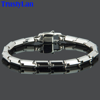 TrustyLan Trendy Men's Bracelets For Mans Silver Color 316L Stainless Steel Wristband Jewelry Adjustable 5MM Chain Bracelet Men