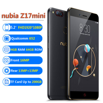 Original ZTE Nubia Z17 Mini Snapdragon 652 Octa Core smartphon 4GB RAM 64GB ROM 5.2"FHD 1920*1080 Dual 13MP NFC OTA mobile phone