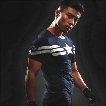 First Avenger Captain America T-Shirt Gym MMA T Shirt Men Run Short Sleeve Tops 3D Prin Compression Shirt Superman Punisher Tees