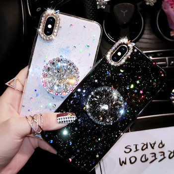 For iPhone 7 8 Case Luxury Glitter Diamond Cover For iPhone X XS Max XR 6 7 8 Plus Rhinestone 3D Grip Stand Holder Phone Cases