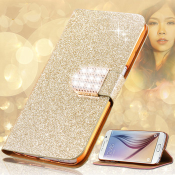 Bling Glitter Leather Cases Couqe For Samsung Galaxy Trend Lite S7392 S7390 GT-S7392 GT-S7390 Stand Flip Cover Case Fundas Capa