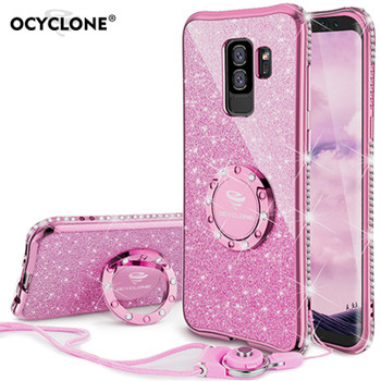 For Samsung Galaxy S9 Plus Case Silicone Anti-knock Diamond Ring Cover For Samsung S9+ Case Bling Glitter Solf Cute Girl Case