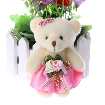 50pcs/lot Baby Girl Plush Toys Flower Bouquets Beaded Teddy Bear Mini Soft Design Wedding Home Decoration Bear Toys