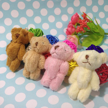 100pcs 4.5cm mini color teddy bear doll pendants wholesale baby cartoon bouquet of filler material key chain no smell 6cm bears