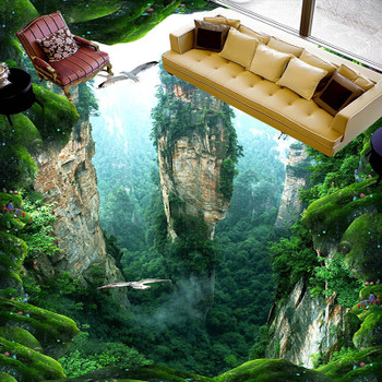 Custom 3D Mural Floor Wallpaper Cliff Scenery PVC Wear Waterproof For Bathroom 3D Floor Wall Stickers Vinyl  Kitchen Wall Paper