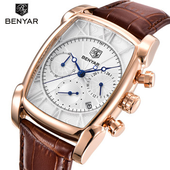 BENYAR Sports Military Men Watches 2018 Top Luxury Brand Man Chronograph Quartz-watch Leather Army Male Clock Relogio Masculino