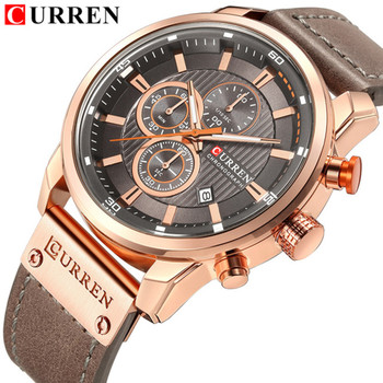 CURREN Luxury Brand Men Analog Digital Leather Sports Watches Men's Army Military Watch Man Quartz Clock Relogio Masculino Gold