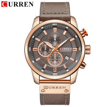 CURREN Luxury Brand Men Analog Digital Leather Sports Watches Men's Army Military Watch Man Quartz Clock Relogio Masculino Gold